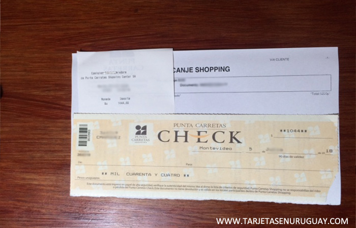 Cheque de canje de billetes sumaclub Santander